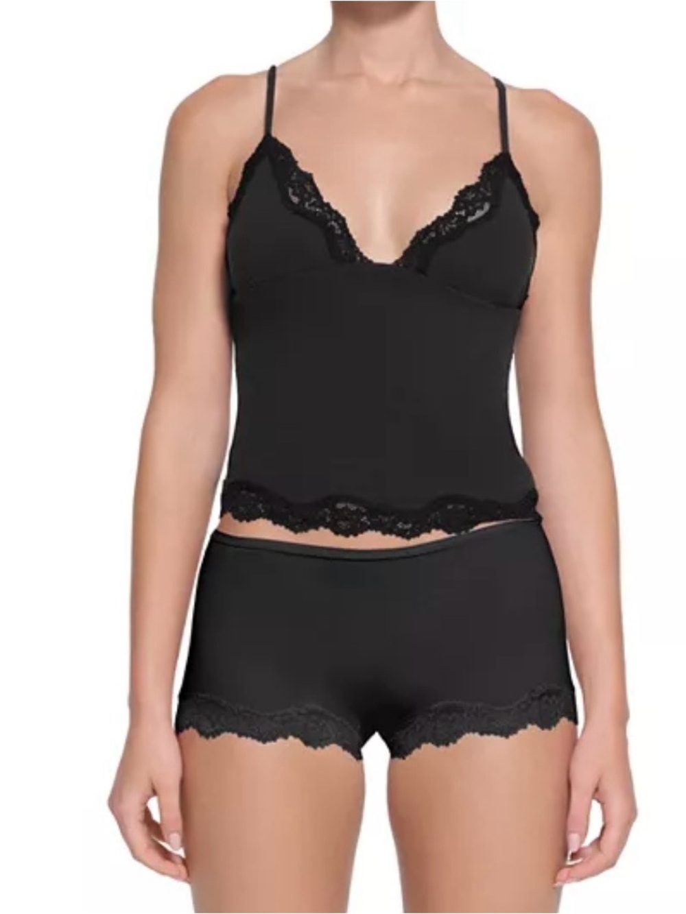 SKIMS Fits Everybody Lace Triangle Cami in Onyx